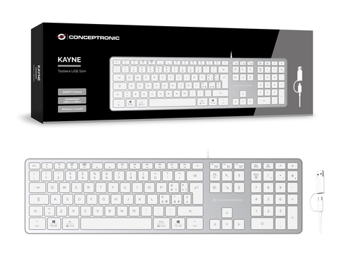Conceptronic KAYNE02WIT USB Slim Keyboard, QWERTY Italian, Compatible with Windows and macOS – image 2