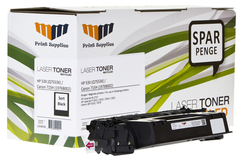 MM Black Laser Toner - HP 53X (Q7553X) / Canon 715H (1976B002) - For HP LaserJet / Canon LBP – image 1