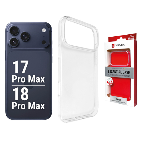 Displex Protective Case for Apple iPhone 18 Pro Max/17 Pro Max, Clear, Anti-Yellowing, Ultra-Thin, Essential Case, TPU