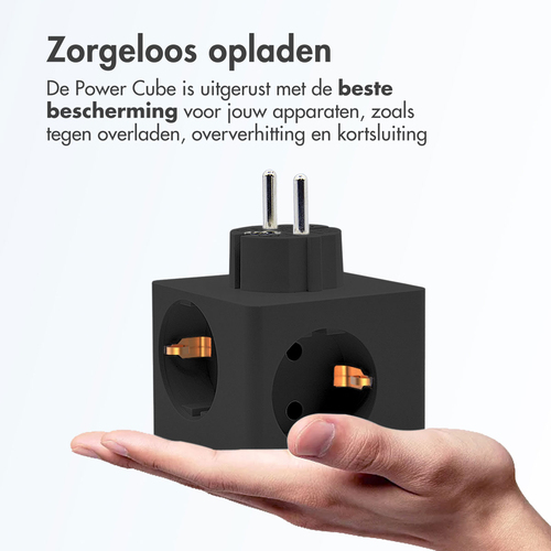 Accezz PowerCube 6-in-1 1x USB-C+2x USB-A+3x stopcontact 4000W Oplader Zwart, afbeelding 8