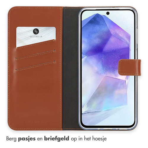 Selencia Echt Lederen Bookcase Samsung Galaxy A26 - Lichtbruin, afbeelding 3
