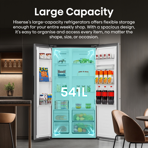Hisense RS3P558NMID PureFlat American Side-By-Side Fridge Freezer - D Rated - Stainless – image 7