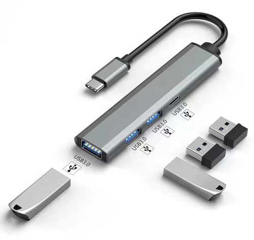 eSTUFF GLB235404 хаб-разветвитель 5000 Мбит/с Серебристый