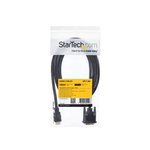 StarTech.com 6ft (1.8m) HDMI to DVI Cable, DVI-D to HDMI Display Cable (1920x1200p), Black, 19 Pin HDMI Male to DVI-D Male Cable Adapter, Digital Monitor Cable, M/M, Single Link - DVI to HDMI Cord (HDMIDVIMM6) Videoadapterkabel 1.83m Sort – billede 6