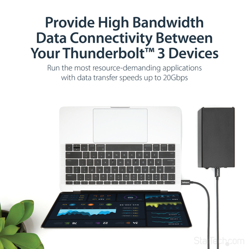 StarTech.com 1m (3.3ft) Thunderbolt 3 Cable, 20Gbps, 100W PD, 4K Video, Thunderbolt-Certified, Compatible w/ TB4/USB 3.2/DisplayPort Thunderbolt kabel 1m Sort – billede 7