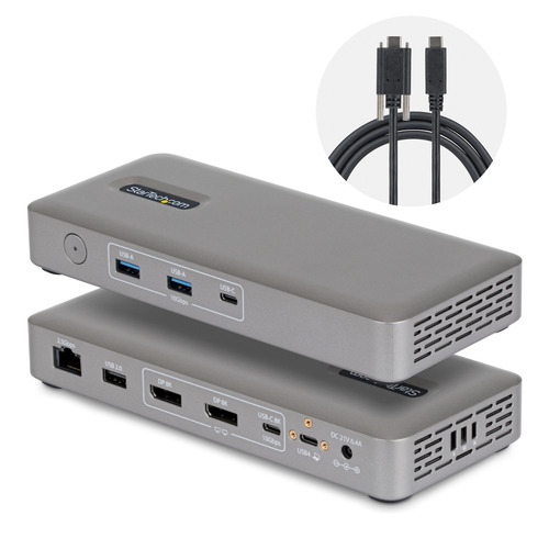 Startech.COM Dual-Monitor USB4 Dock, 2X 4K 144HZ, 100W PD, Driverless, 3 YR