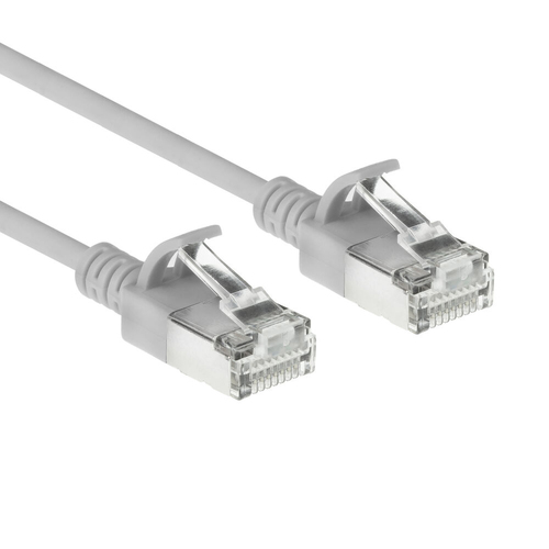 ACT Grijze 5 meter LSZH S/FTP CAT6A slimline patchkabel snagless met RJ45 connectoren