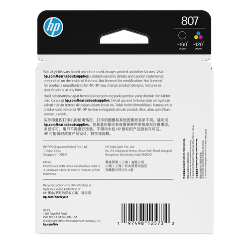 HP 807 Tri-color Original Ink Cartridge – image 1