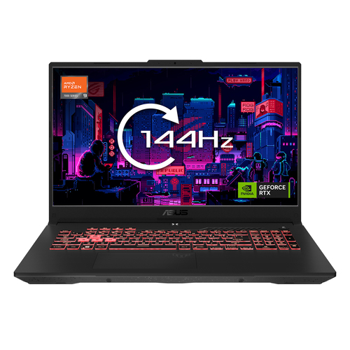 ASUS TUF Gaming A17 FA707XI-HX021W AMD Ryzen™ 9 7940HS Ноутбук 43,9 cm (17.3") Full HD 16 GB DDR5-SDRAM 512 GB Твердотельный накопитель (SSD) NVIDIA GeForce RTX 4070 Wi-Fi 6 (802.11ax) Windows 11 Home Черный, Серый