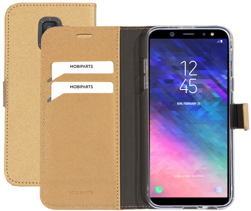 Mobiparts Saffiano Wallet Case Samsung Galaxy A6 (2018) Gold
