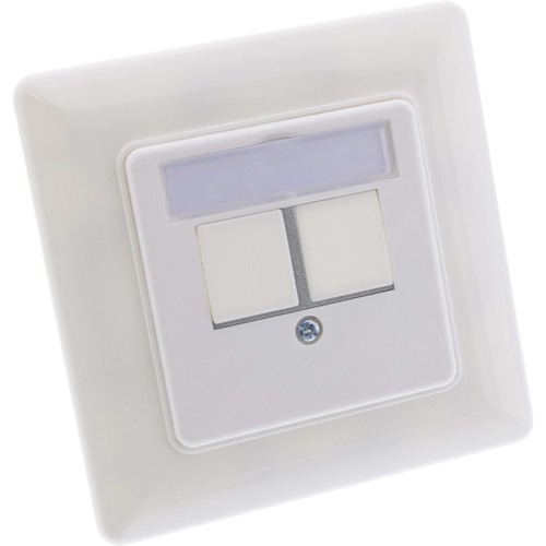 Product image: InLine Frame set for 2x RJ45 Keystone SNAP-In 90°, white RAL9010