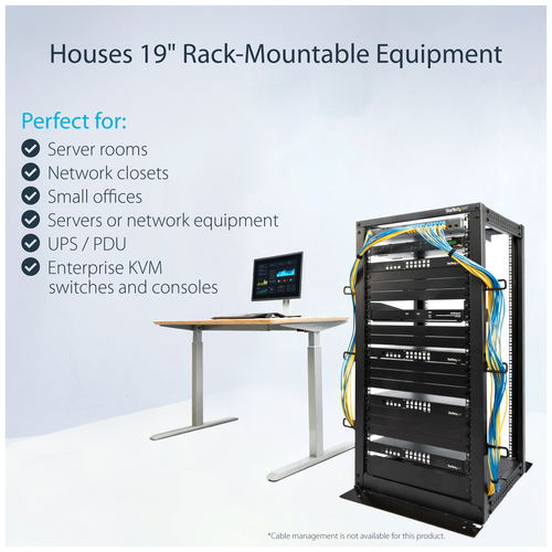 StarTech.com 25U Adjustable Depth 4 Post Open Frame Server Rack Cabinet – image 7