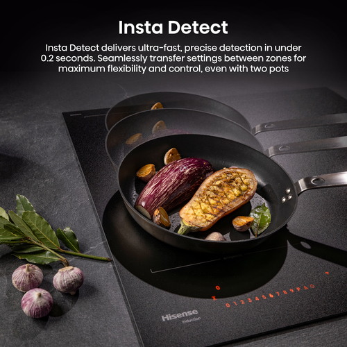 Hisense 59,5 cm induction hob with 4 zones delivering strong, responsive heat for everything from quick boiling to precise simmering. Matt surface with 10x scra – image 7