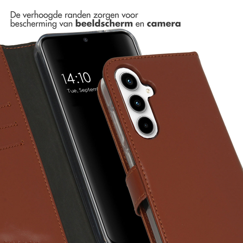 Selencia Echt Lederen Bookcase Samsung Galaxy A35 - Lichtbruin, afbeelding 4