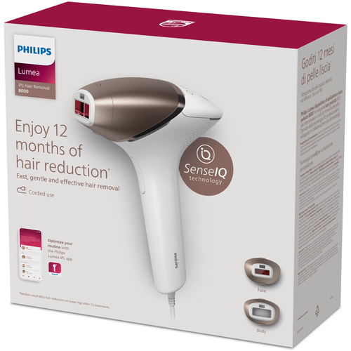 PHILIPS Lumea Appareil d'épilation IPL série 8000 avec technologie SenseIQ, 2 embouts pour le corps et le visage, pour utilisation avec fil BRI945/00 – Photo 4 sur 4