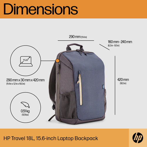 HP Travel 18 Liter 15.6 Blue Night Laptop Backpack – image 4