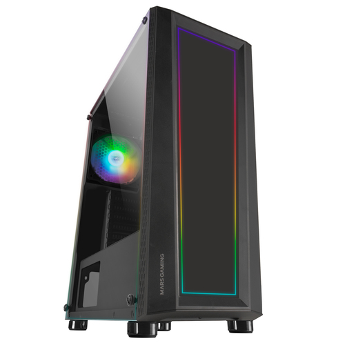 Mars Gaming MC-ART Black ATX Gaming PC Case Double Drawable Tempered Glass ARGB 12 Modes