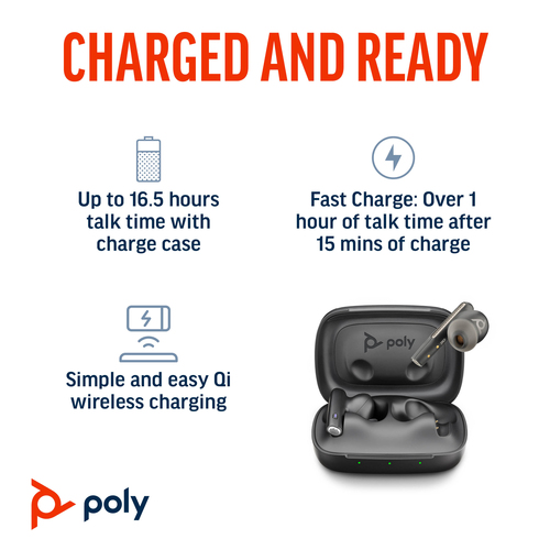 HP Poly Voyager Free 60 UC M Carbon Black Earbuds +BT700 USB-C Adapter +Basic Charge Case – image 5