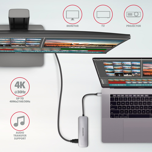 AXAGON SuperSpeed USB-C HUB mit HDMI - Kartenleser - 3 USB-A – Foto 5 von 10