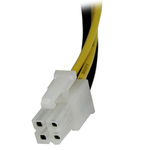 StarTech.com Cable 20cm Extensión Alargador Alimentación Corriente Placa Base ATX12V 4 Pines P4 - Macho a Hembra