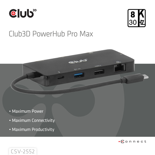 Club 3D 9-1 Dual HDMI Display USB-C Hub PD3.0 100W dockingstation, afbeelding 6