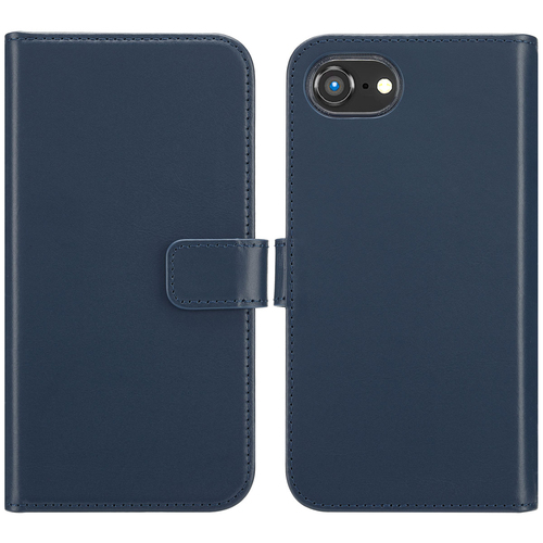 Selencia Echt Lederen Bookcase iPhone SE 4 - Blauw