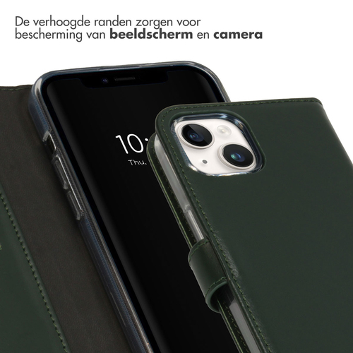 Selencia Echt Lederen Bookcase iPhone 15 - Groen, afbeelding 4