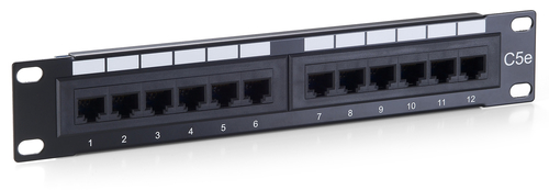 Equip 12-Port Cat.5e Ungeschirmtes Patch Panel, 10", Schwarz