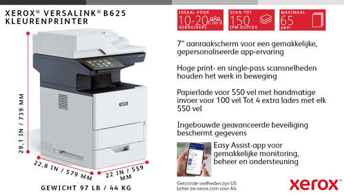 VERSALINK B625 A4 61PPM DUPLEX COPY/PRIN, afbeelding 5