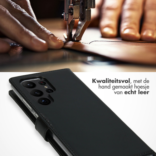 Selencia Echt Lederen Bookcase Samsung Galaxy S23 Ultra - Zwart, afbeelding 2