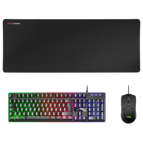 Mars Gaming MCPXBPT Combo Keyboard H-Mech FRGB Ultralight Mouse 10000DPI and XXL Mousepad Black Portuguese Language