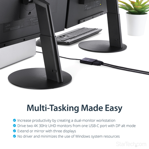 StarTech.com 2-Port Multi Monitor Adapter - USB-C to 2x HDMI Video Splitter - USB Type-C to HDMI MST Hub - Dual 4K – image 9
