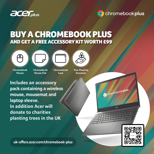 Acer Chromebook Plus 514 CB514-3H - AMD Ryzen 5 7520C, 8GB, 256GB SSD, 14" WUXGA, Google Chrome OS, Iron thumbnail 2