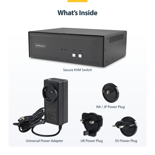StarTech.com Secure 2-Port Dual-Monitor KVM Switch, DVI, NIAP 4.0 Desktop KVM, Metal Housing, CAC Port, Made in the USA – image 9