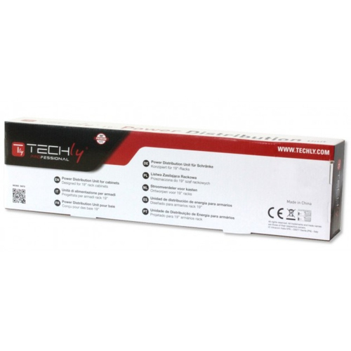 Techly I-CASE STRIP-81V2 strømforsyningsenhed (PDU) 8 AC stikkontakt(er) 1U Sort, Rød – billede 5