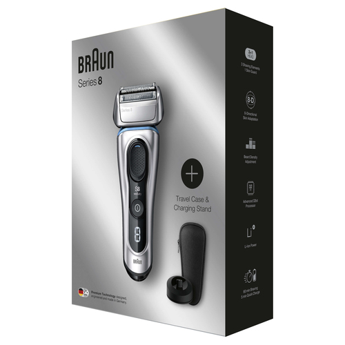 Braun Series 8 8359s Next Generation Electric Shaver, Charging Stand, Leather Case, Silver – image 3