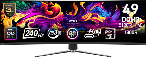 MSI MPG 491CQPX QD-OLED монитор для ПК 124,5 cm (49") 5120 x 1440 пикселей Dual QHD Черный