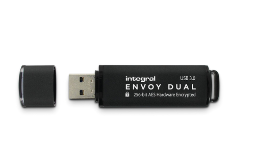 Integral 128GB USB3.0 DRIVE ENVOY DUAL BLACK FIPS 140-2