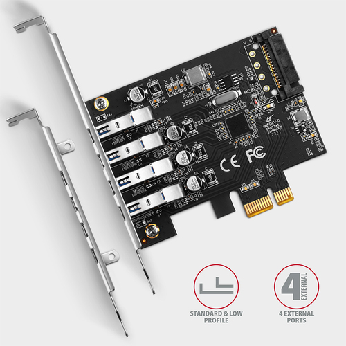 AXAGON SuperSpeed 4  USB-A 5 Gbps externe Ports PCIe-Karte – Foto 4 von 7