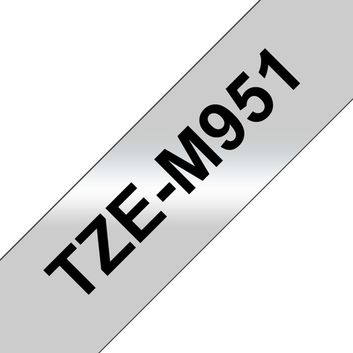 Brother P-Touch TZEM951 24mm Matt Tape - Black on Silver