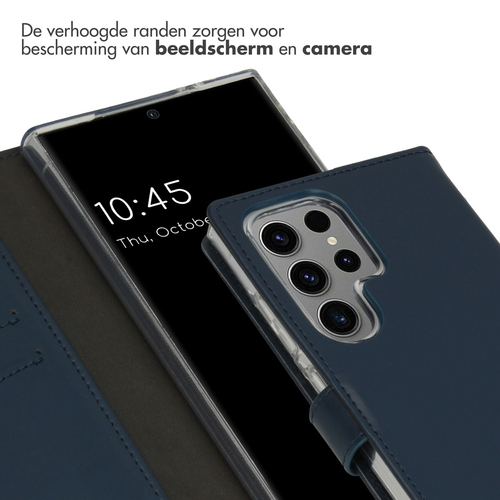 Selencia Echt Lederen Bookcase Samsung Galaxy S24 Ultra - Blauw, afbeelding 4