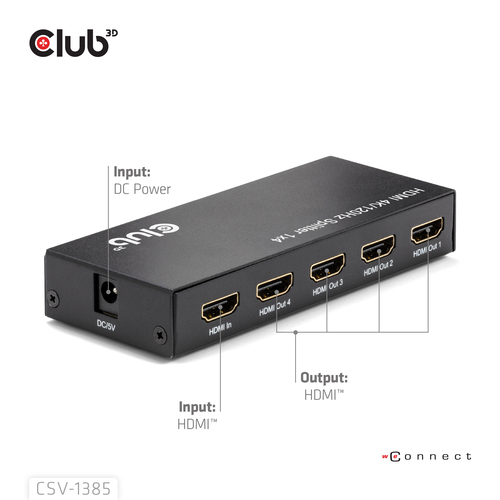 Club 3D HDMI Splitter 1x > 4x HDMI 4K 120Hz, afbeelding 4