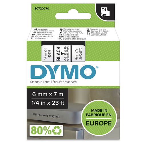 DYMO D1 - Zwart op transparant