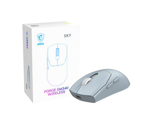 MSI Forge Gm340 Wireless Sky компьютерная мышь Игровой Для обеих рук РЧ беспроводной + Bluetooth Оптический 12000 DPI