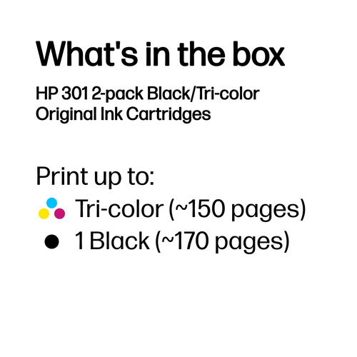 HP 301 2-pack Black/Tri-colour Original Ink Cartridges (N9J72AE) - image 3