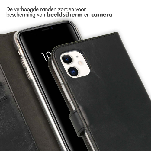 Selencia Echt Lederen Bookcase iPhone 11 - Zwart, afbeelding 4