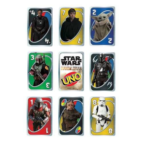 Mattel Games UNO Star Wars The Mandalorian, baraja temática