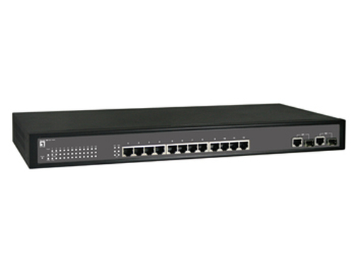 LevelOne 12 x 802.3at PoE + 2GE SFP Combo Unmanaged Switch -40 ~ 75C
