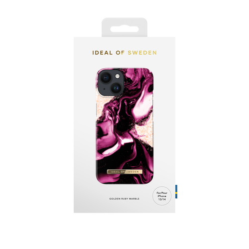 iDeal of Sweden Printed Case iPhone 13 / 14 / 16e Golden Ruby Marble – image 1