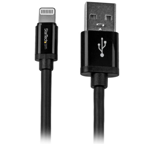 StarTech.com 2m (6ft) Long Black Apple® 8-pin Lightning Connector to USB Cable for iPhone / iPod / iPad - Charge and Sync Cable (USBLT2MB) Lightning-kabel 2m Sort